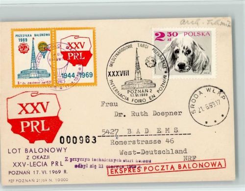 Messe - Lot Balonowy Poznan 1969 AK SST - XXV PRL Funk