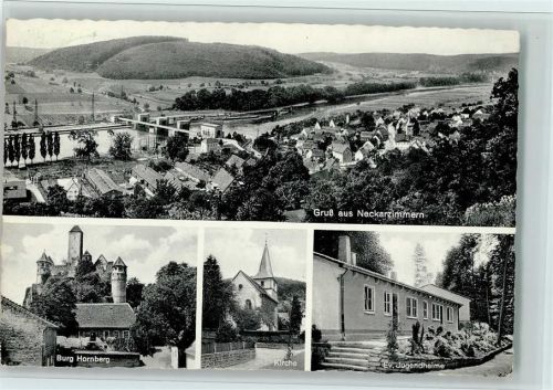 Neckarzimmern 1961 Burg Hornberg, Jugendheim, Wasserkraftwerk, gute Erhaltung AK