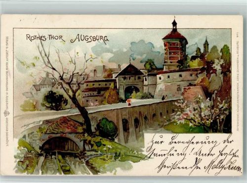 Augsburg 1900 Rotes Tor sign Treiber W.