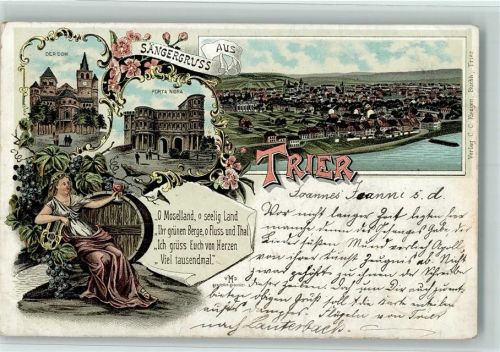 Trier 1896 Gruss aus - Litho, Sängergruss