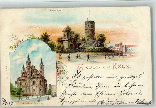 Köln Altstadt-Süd 101 1897 Bottmühle Apostel-Kirche 2-Bildaufnahme