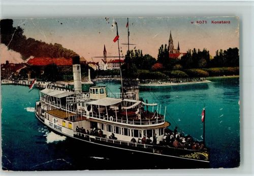 1917 w4071 Raddampfer Stadt Bregenz AK Eckknicke, Einknick