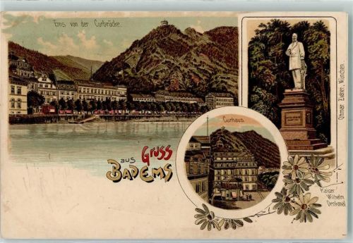Bad Ems 1902 Ems von der Kurbrücke Denkmal Kurhaus