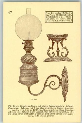 Nr. 47 Serie der Firma Kretzschmar Bösenberg & Co in Dresden Lampen und Leuchtkörper AK