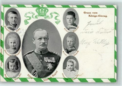 1905 Gruss vom Königs-Einzug AK Beschnitten