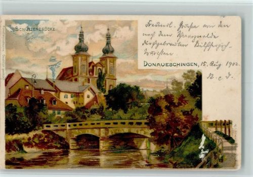 Donaueschingen 1902 Litho - Schützenbrücke