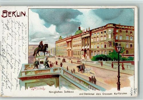 Berlin Mitte Gruss aus - Schloss und Denkmal des Kurfürsten , litho 1899 AK