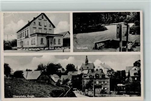 08147 O9518 Obercrinitz 1938 Gebrauchsspuren Gasthof zur Haltestelle , Heil Quelle, AK