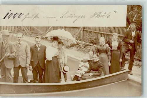 Oberlenningen 1898 Ruderboot Familienfoto Ort lt. Stempel