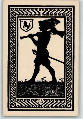 Künstler Schattenriss "Der Soldat - Federzeichnung von Rudolf Sievers