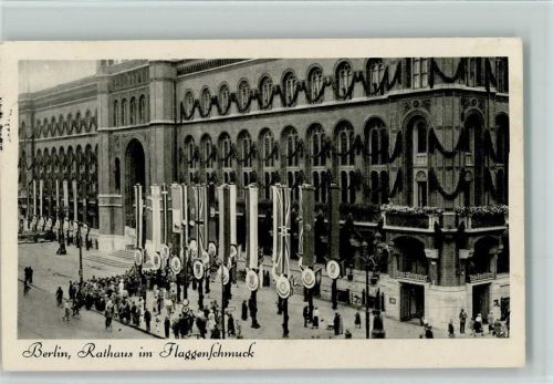 Berlin Mitte 1936 Rathaus im Flaggenschmuck AK