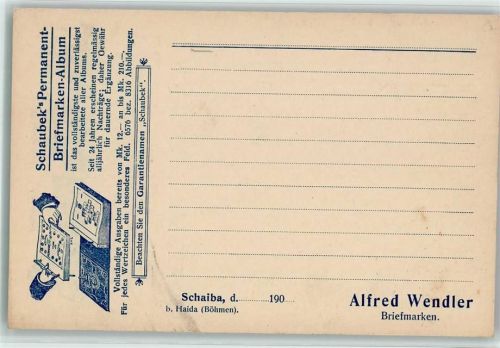 1906 Alfred Wendler, Briefmarkenhandel - Bestellkarte
