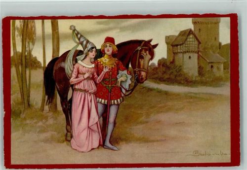 Mittelalter - Pferd und Reiter mit seiner Liebsten, Liebe