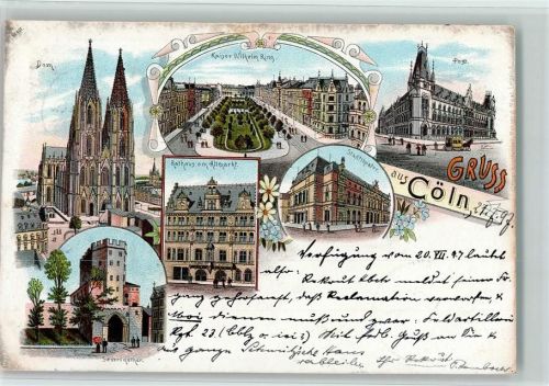 Köln Altstadt-Nord 103 1897 Dom Kaiser Wilhelm-Ring Post Stadttheater Rathaus am Altmarkt Severinstor Mehrfachaufnahme