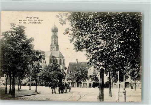 Augsburg An der Eser mit Blick auf St. Ulrichskirche