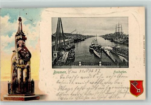 Bremen 1907 Freihafen Roland