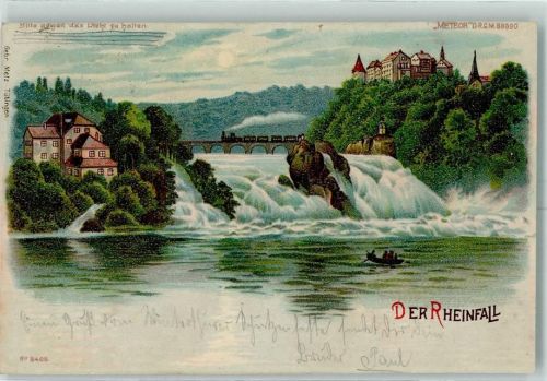 Schaffhausen 1900 Gruss aus Der Rheinfall ( Wasser ist rot ) Kunstverlag Metz Nr. 8408