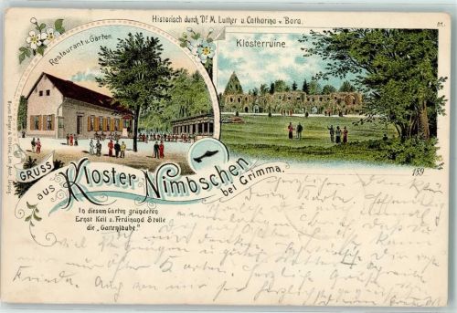 Grimma 1897 Kloster Nimbschen Restaurant und Garten Klosterruine