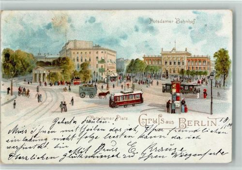 Potsdam 1901 Potsdamer Bahnhof Litfaßsäule Straßenbahnen Potsdamer Platz