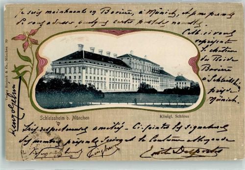 Schleißheim 1902 Königl. Schloss Jugendstilrahmen Passepartout
