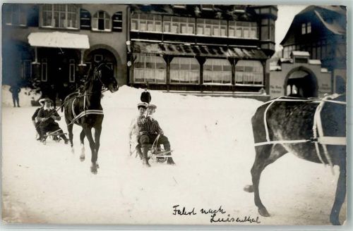 Oberhof Pferde Schlitten Fahrt nach Luisenthal Winter Ort handschriftlich