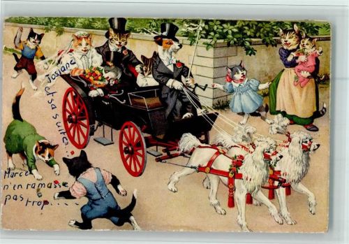 1959 Edition Max Künzli 4701 Katzenhochzeit, Hundegespann