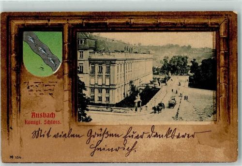 Ansbach 1907 Königl. Schloss Wappen Passepartout