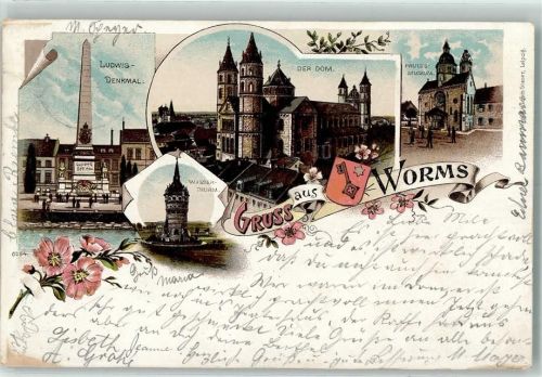 Worms 1897 Ludwig-Denkmal Der Dom Paulus-Museum Wasserturm