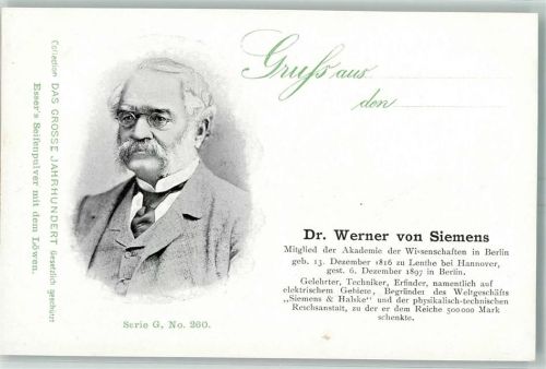 Das große Jahrhundert Serie G Nr. 260 Werbung Essers Seifenpulver Dr. Werner von Siemens