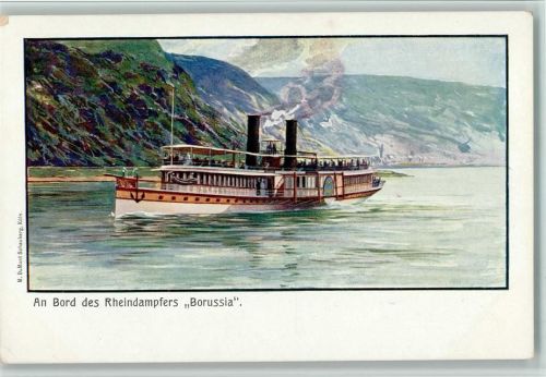 An Bord des Rheindampfers Borussia , Köln-Düsseldorfer Rheindampfschiffahrt , gute Erhaltung