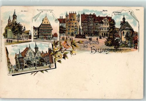 Hildesheim 1897 Dom Knochenhaueramtshaus Rathaus Markt Tausendjähriger Rosenstock