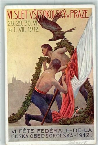 Prag sign. Fr. Urbana VI. Slet Vsesokolsky 1912 Festival Turnfest Politik AK