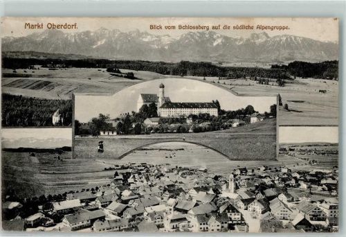 87616 W8952 Marktoberdorf 1910 - Fürstbischöfliches Schloß Pfarrkirche St. Martin