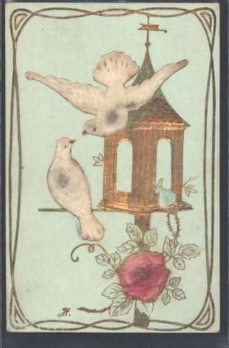 1910 Prägedruck Rose Golddruck Jugendstil AK