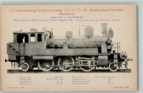 1 C 1-Personenzug-Tenderlokomotive der Waldikawkas-Eisenbahn gebaut 1897 Hanomag Nr 263d