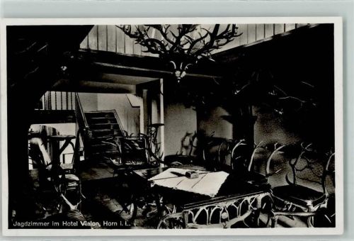 Horn-Bad Meinberg 1935 Jagdzimmer im Hotel Vialon Geweihe AK