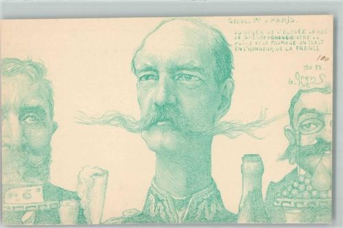 1902 sign. Charles Dinizard Orens Politik Karikatur Georg 1er