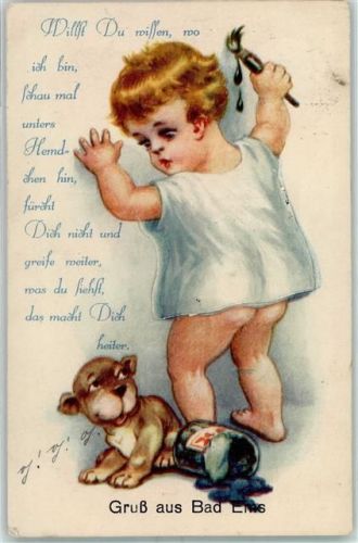 Bad Ems 1929 Baby Tintenfass AK
