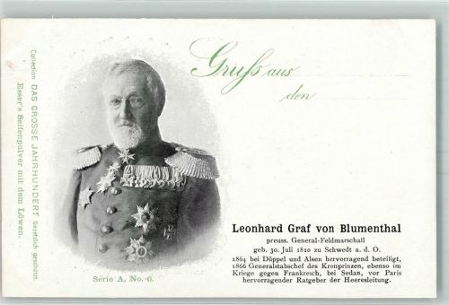 1900 Werbung Esser Seifenpulver Das Grosse Jahrhundert Serie A Nr. 6 - Graf von Blumenthal AK