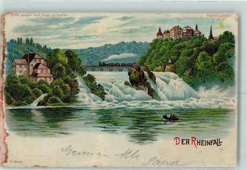 Schaffhausen 1899 Gruss aus Lithographie Der Rheinfall