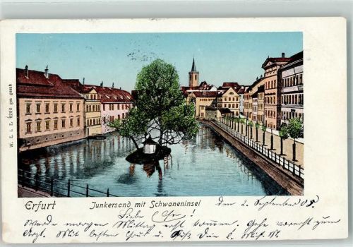 Erfurt 1905 Junkersand mit Schwaneninsel AK