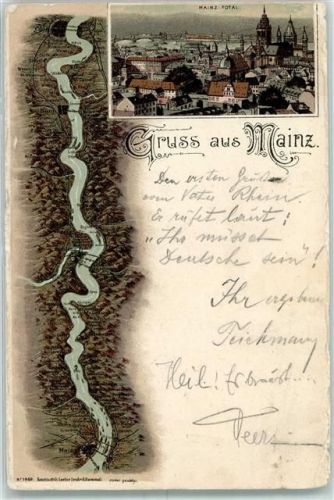 Mainz 1898 Rheinverlauf