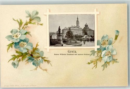 Greiz Kaiser Wilhelm-Denkmal und Unteres Schloss Blumen