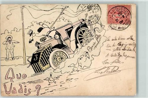 1905 Quo Vadis? Karambolage mit Gänse AK