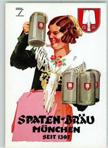 München Spaten Bräu Werbung Bier AK