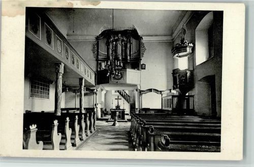 Altenschlirf Evangel. Kirche Innenaufnahme Blick zum Altar Orgel