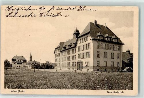 Schopfheim 1915 Neue Realschule Kirche