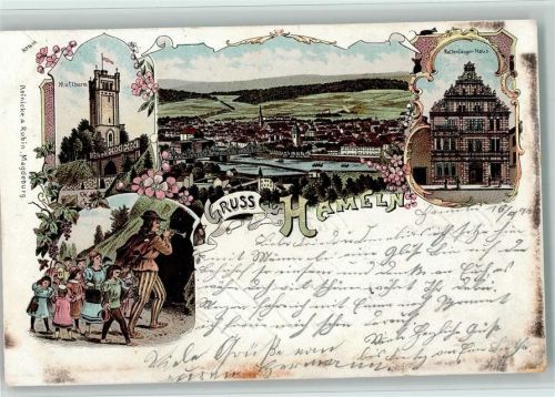 Hameln 1897 Gruss aus - Litho, Klütthurm AK
