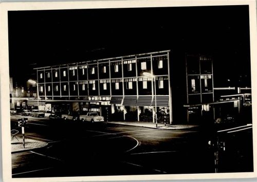 1965 Hotel Thüringer Hof bei Nacht - Kaiserstraße AK