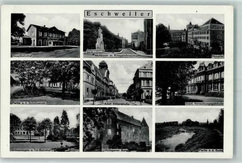 Eschweiler Adolf Hitler Straße Bahnhof Kriegerdenkmal Hospital WK II